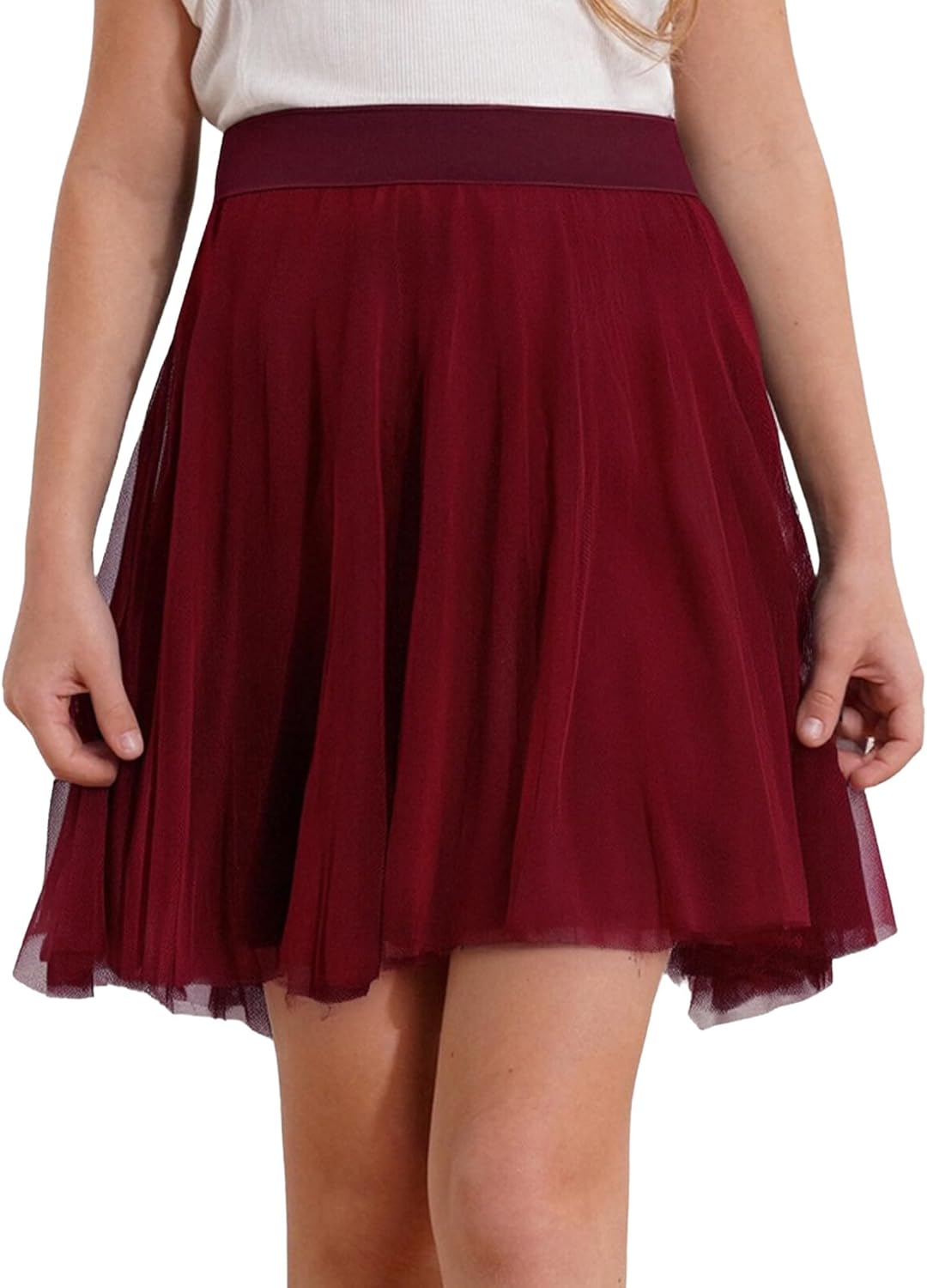 FEESHOW Kids Girls High Waist Layered Tutu Skirt Mesh Chiffon Pleated Mini Skirt Party Ballet Lyrical Dancewear