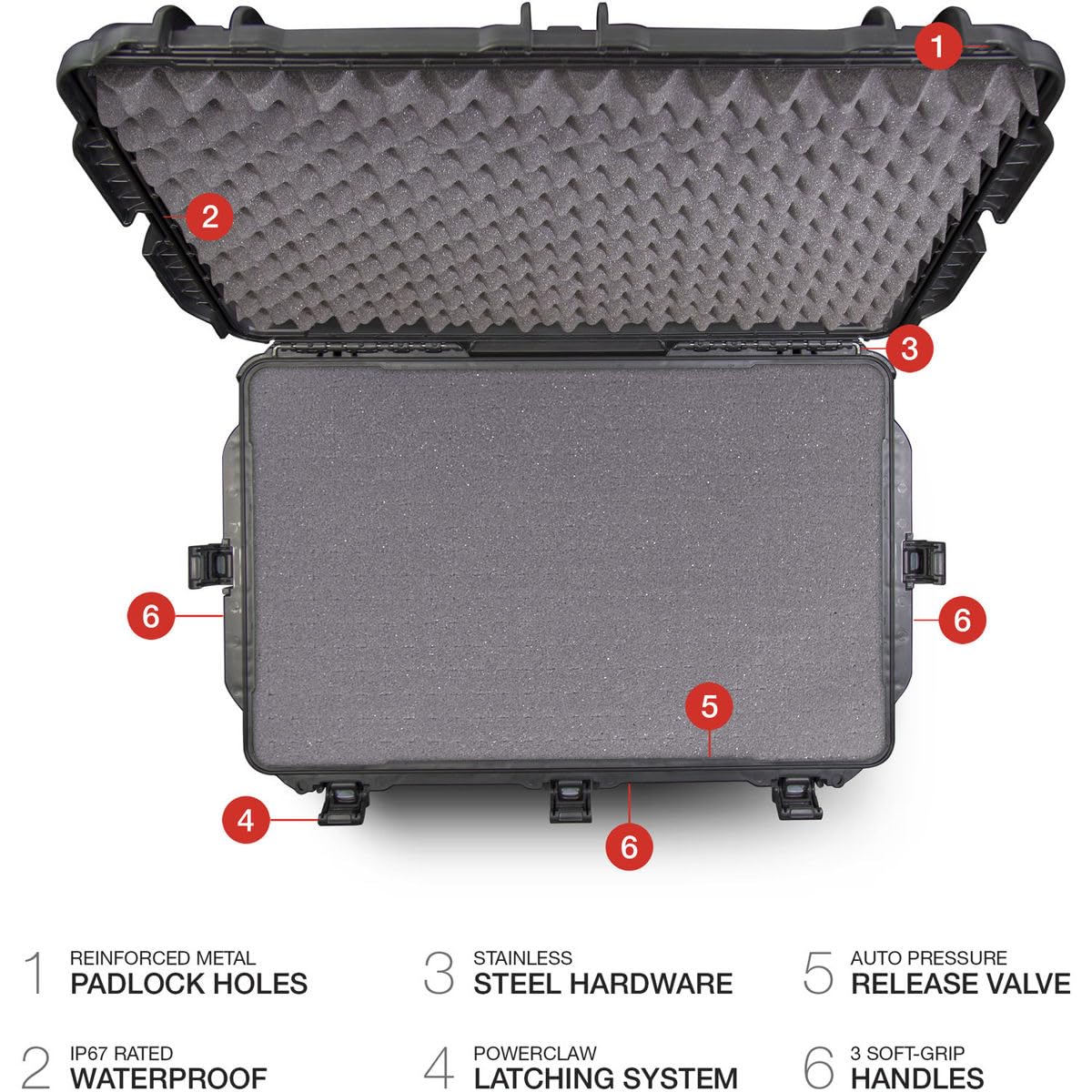 Nanuk 965 - Custodia rigida impermeabile con ruote e inserto in schiuma, colore: Nero