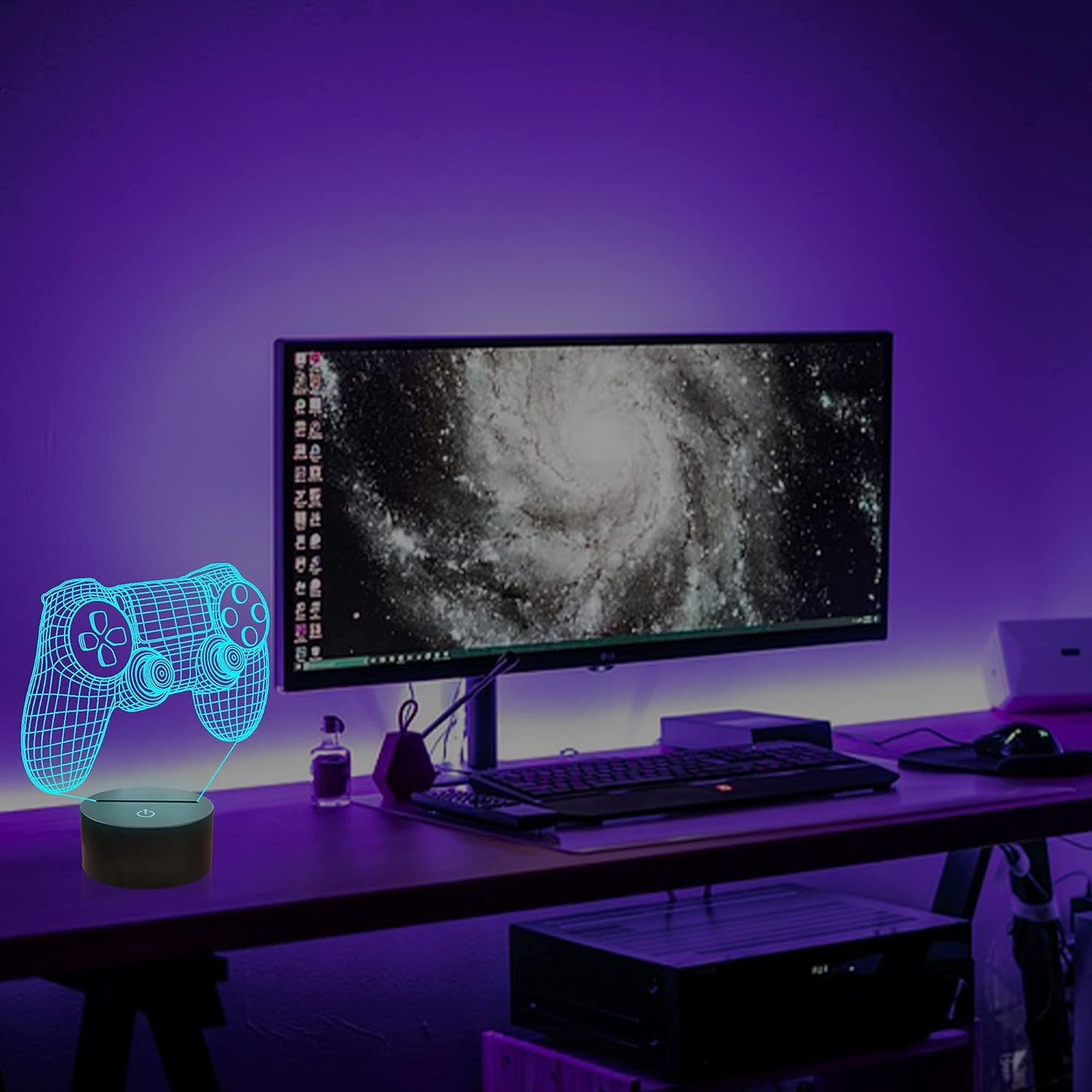 Ammonite Gamepad Night Light, 3D Illusion Game Control lamp 16 Colors Changing with Remote - Image 5