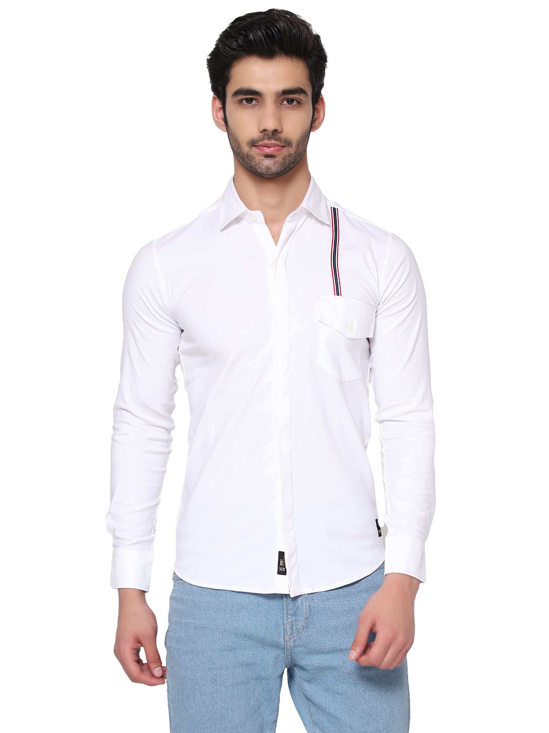 SHIRT THEORYSlim Fit White Solid Cotton Full Sleeves Casual Shirt for Men II Premium Cotton Shirt II Stylish Shirt for Men II Latest Men Casual Shirt II Luxury White Shirt Men ||