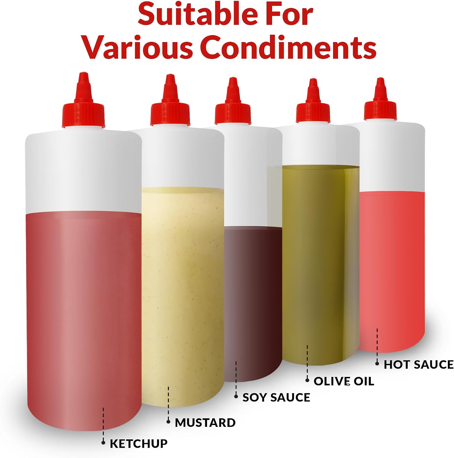 Reli. Plastic Squeeze Bottles, 32 oz. | 4 Pack | Condiment Squeeze Bottles