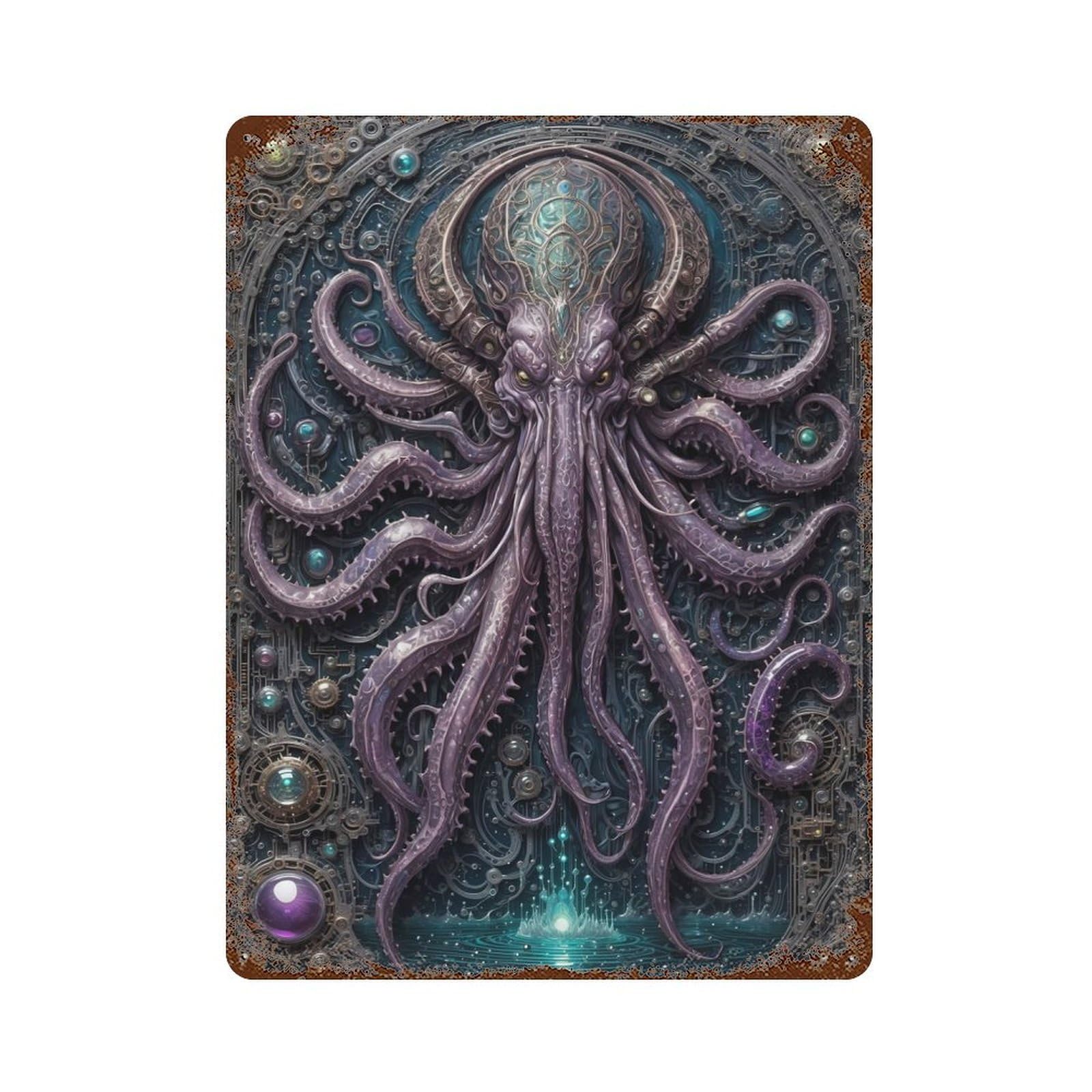 King Mythological Cthulhu Vintage Rust Metal Sign 15.7"x11.8", Shabby Chic Decor for Garage, Pub Or Kitchen