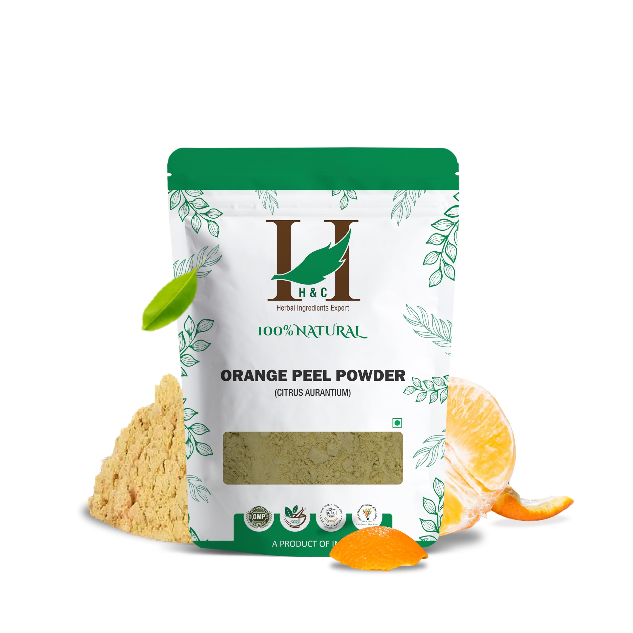 H&C HERBAL INGREDIENTS EXPERT 100% Natural Orange Peel (Citrus Aurantium) Powder - 227g / 0.5 LB / 08 oz (Santra Chilka) - For Skin Whitening and As a Toner