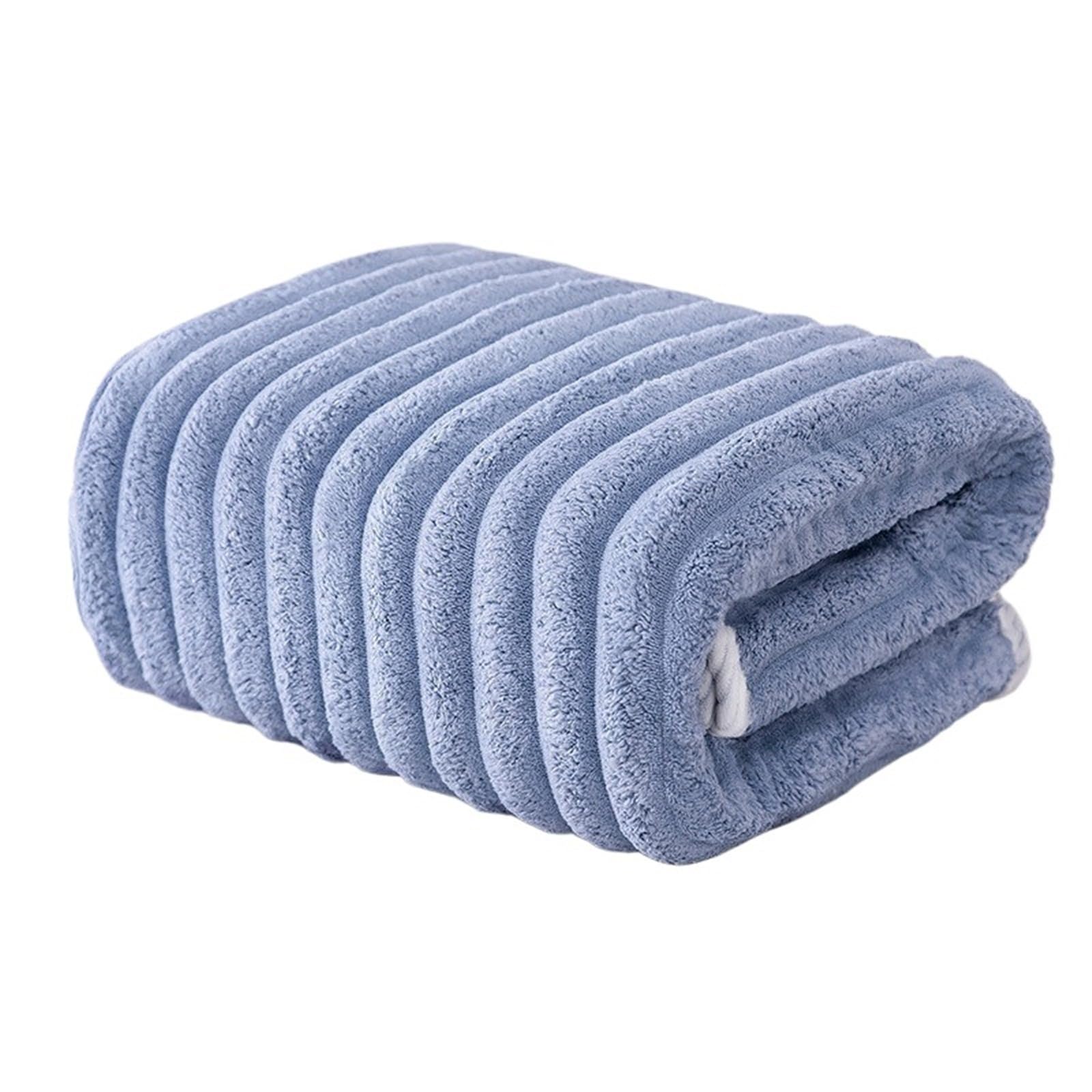 GMEqfhpOPS Enlarged And Thickened Coral Velvet Towel For Water Absorption Men's And Women's Household Wrap Sports Beach Towel Towels Bath(Blue,140x70cm)