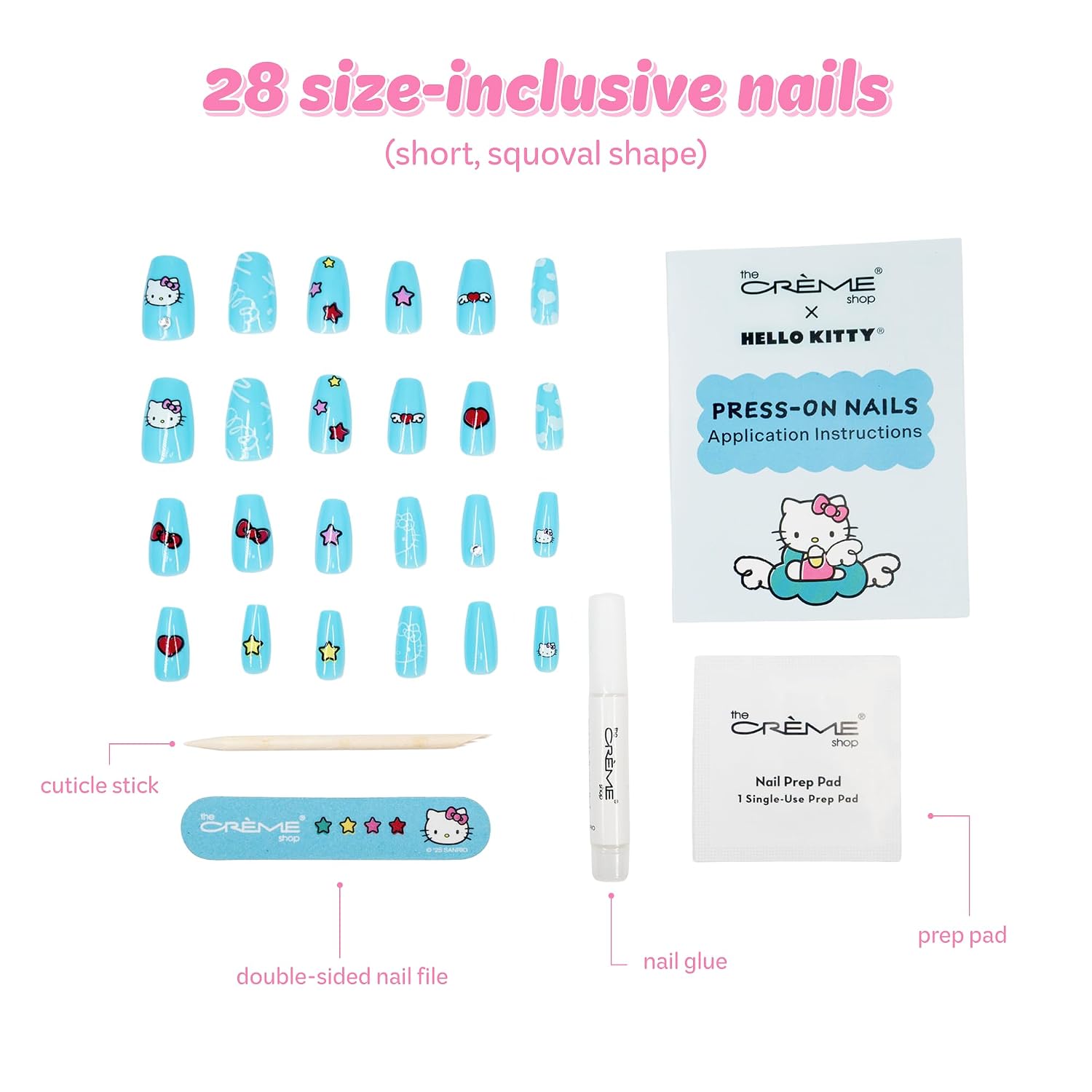 The Crème Shop Hello Kitty Press On Nails, 24 Fake Nails (Wings Blue) image 2