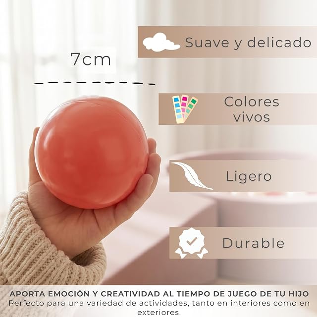 Foto 3 de 8 de KiddyMoon Parque de Juegos de Espuma con Piscina de Bolas 90x30cm y Rampa 200 Bolas 7cm para Bebés y Niños
