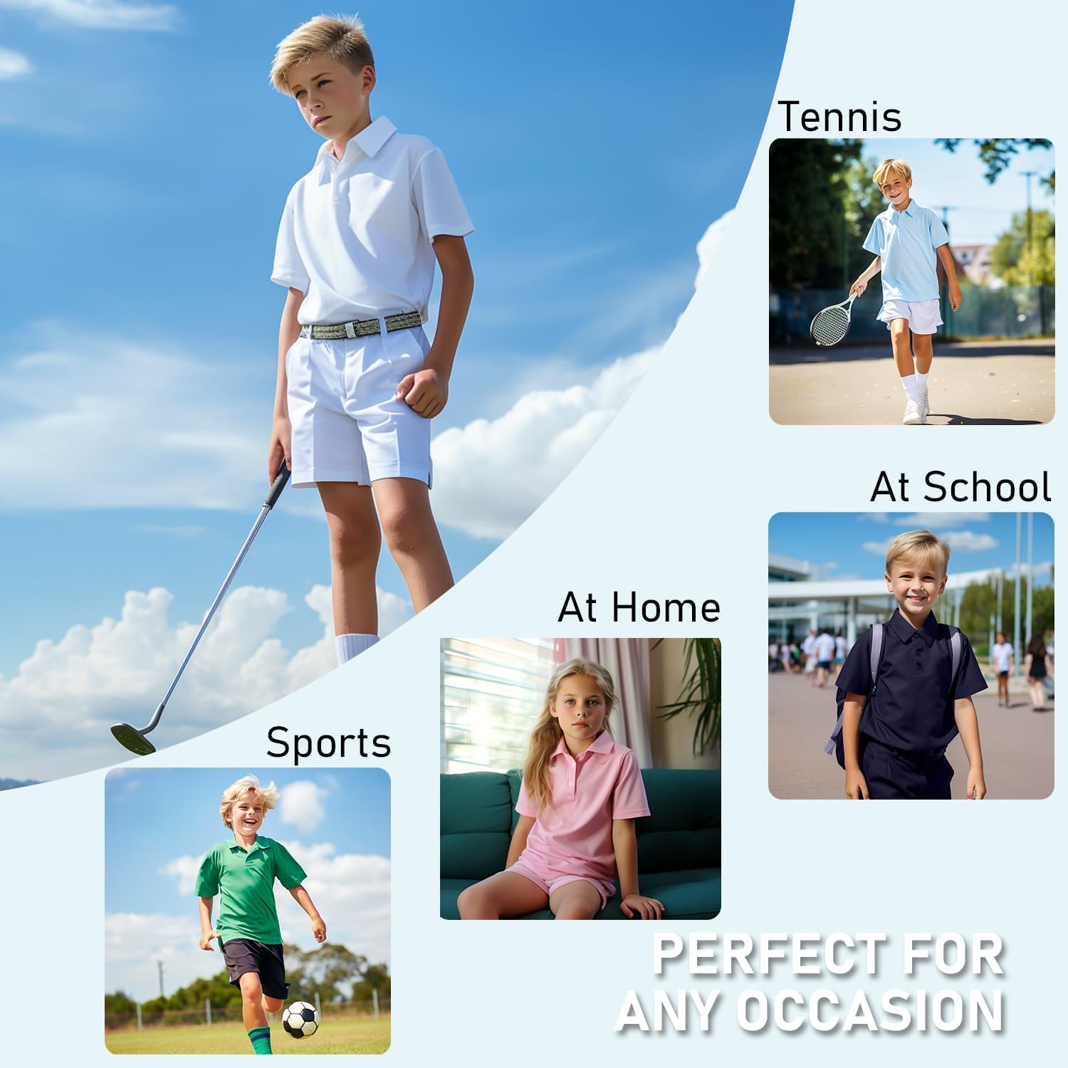 Kid Nation Boys Polo Shirts Kids School Uniform Shirts Short Sleeve Girls Collared Shirts 4-12 Years - Image 2