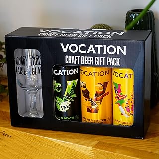 Vocation Brewery Craft Beer Gift Set – 3 Pale & IPA Beers & Stemmed Glass