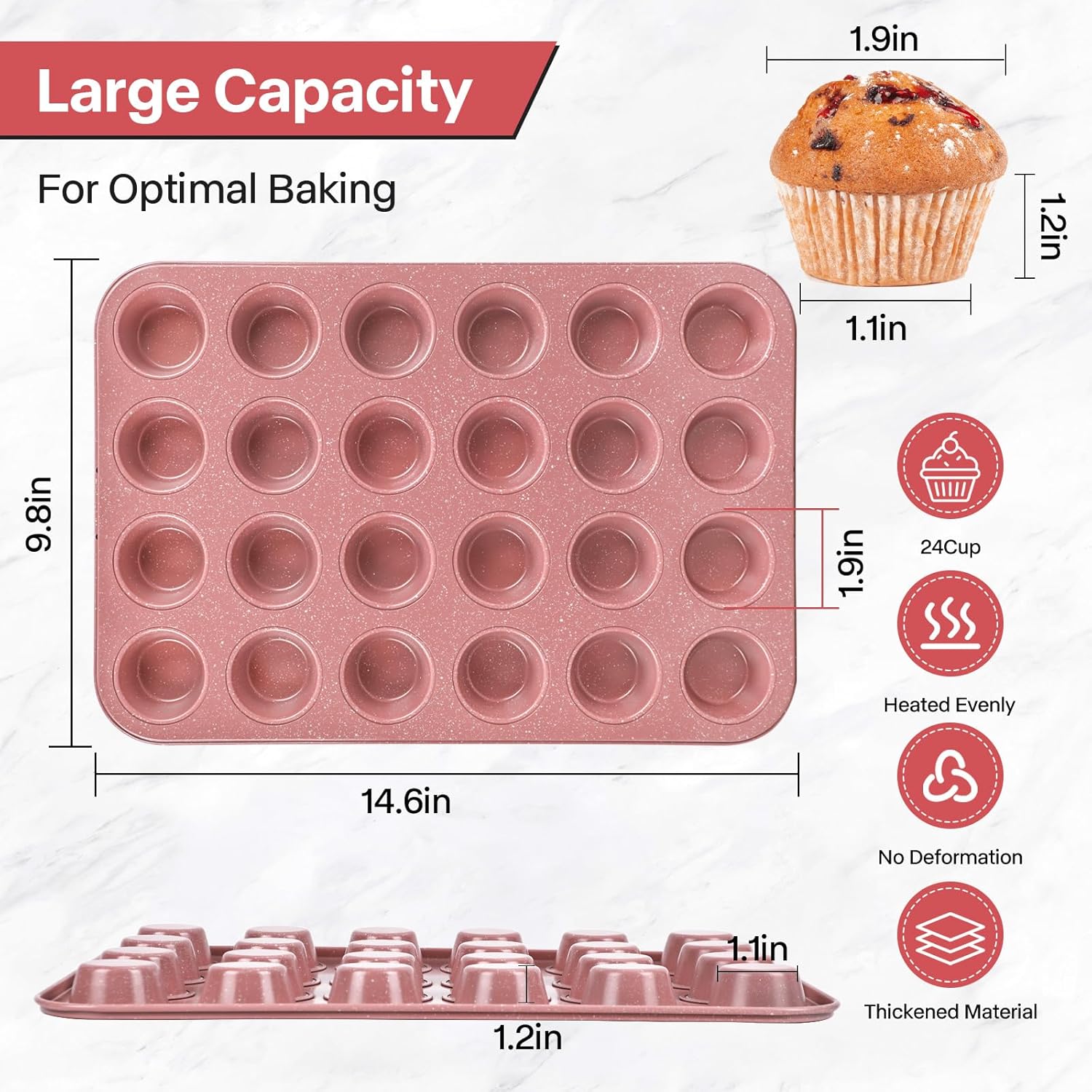 2-Pack 24-Cup Nonstick Ceramic-Coated Mini Muffin Pan |2-Pack 8x8 inch Square Pan