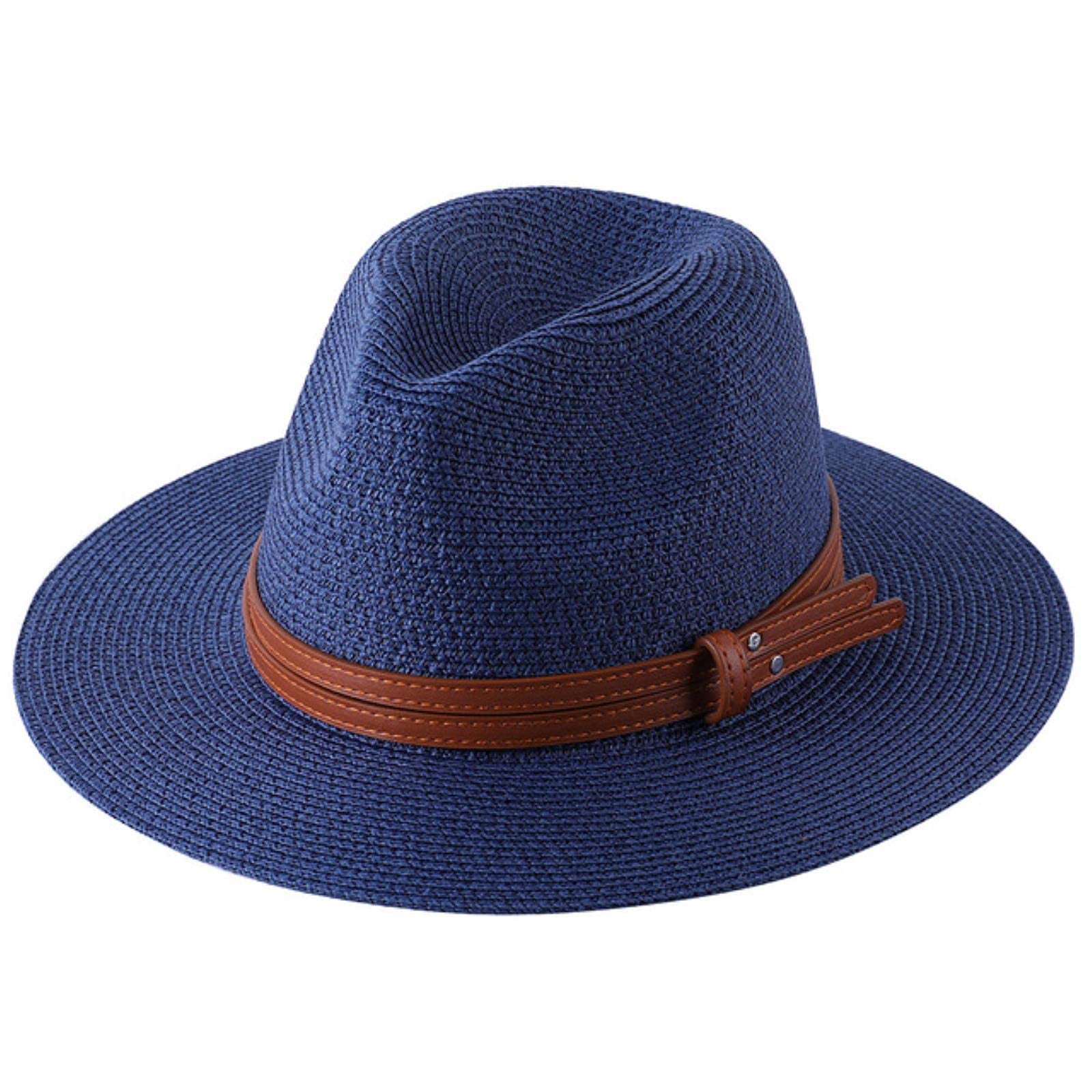 Sombrero de Paja Natural Suave para Mujer, de ala Ancha, para Playa, con protección UV, Color Caqui A