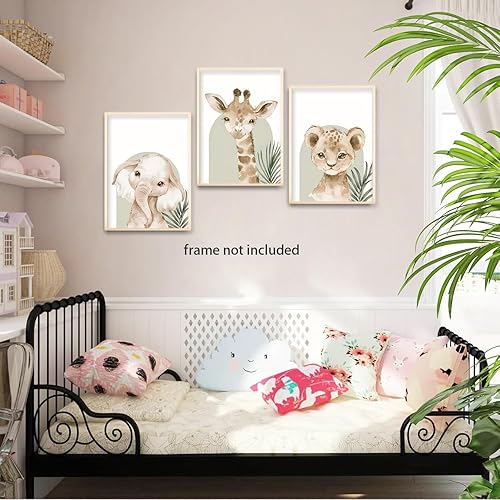 Miniatura 9 de HNNXAR Póster de pared para cuarto de bebé, juego de 3 cuadros para habitación de bebés, niños y niñas, decoración de pared, selva, safari, león,