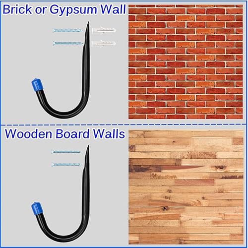 Miniatura 4 de Ganchos de almacenamiento de garaje, ganchos de pared de garaje para colgar, perchas resistentes en J, paquete de 12 (12G-3.5 pulgadas 12)