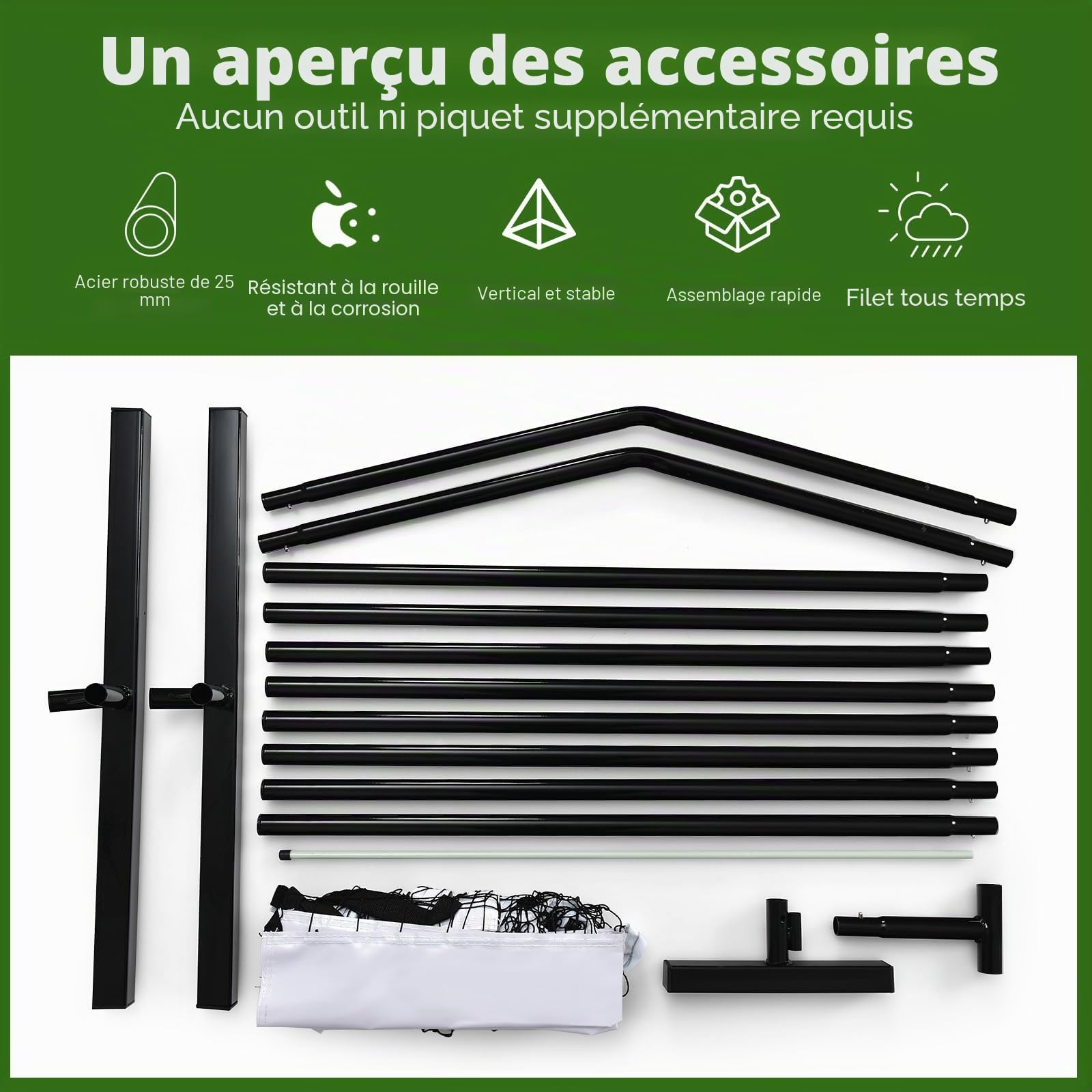 LIFEZEAL Filet de Pickleball Portable Résistant en Polyester | Filet de Sport Portable 670 x 92 x 70 cm en Polyester avec Sac de Transport pour Badminton, Tennis, Volley-Ball