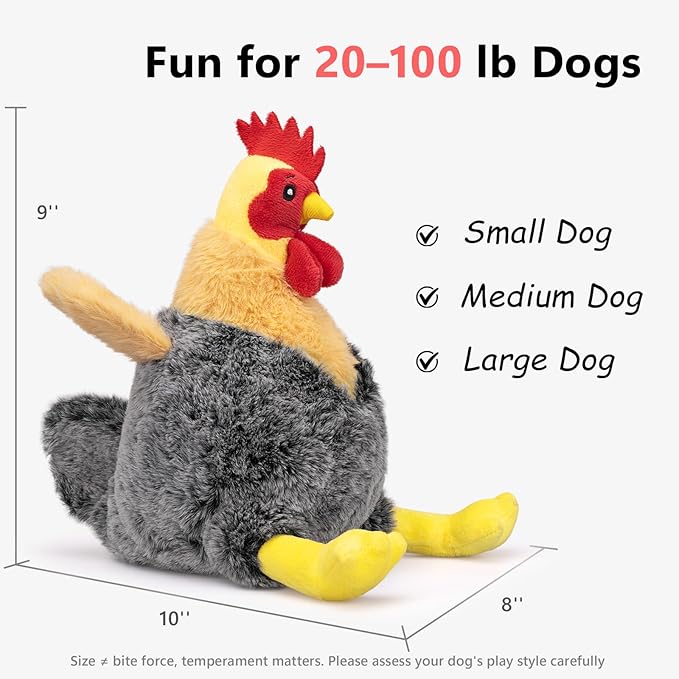 Juguete de Peluche para Perro con Chirrido - Pollo miniatura 4
