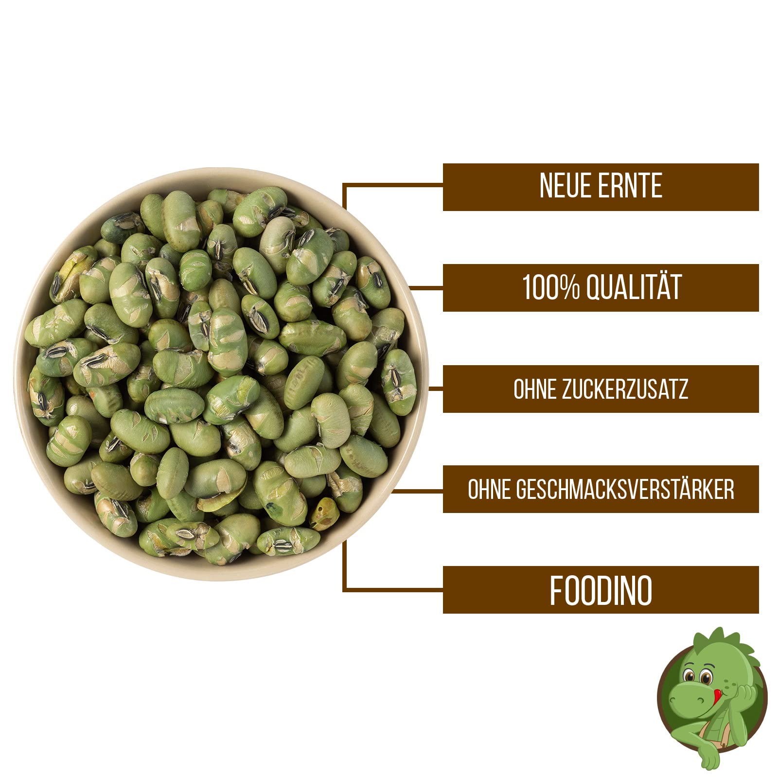 Edamame Bohnen Sojabohnen 1kg - 5kg knackige Sojabohnen getrocknet geröstet leicht gesalzen glutenfrei vegan leckere Sojabohnen ohne Fett geröstet wiederverschließbar Premium Qualität FOODINO (2,5kg)