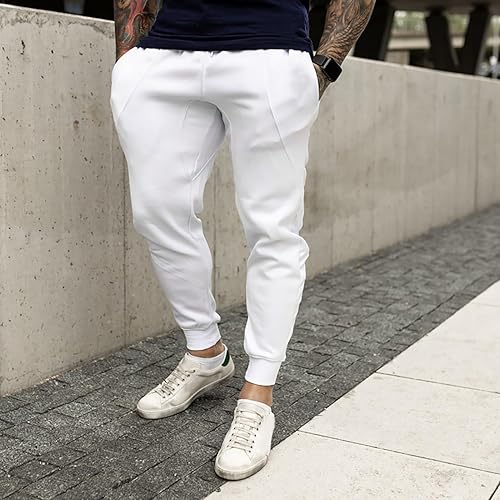 Vista 5 de MECH-ENG Pantalones de correr cónicos para hombre, entrenamiento de culturismo, pantalones deportivos ligeros de secado rápido con bolsillos