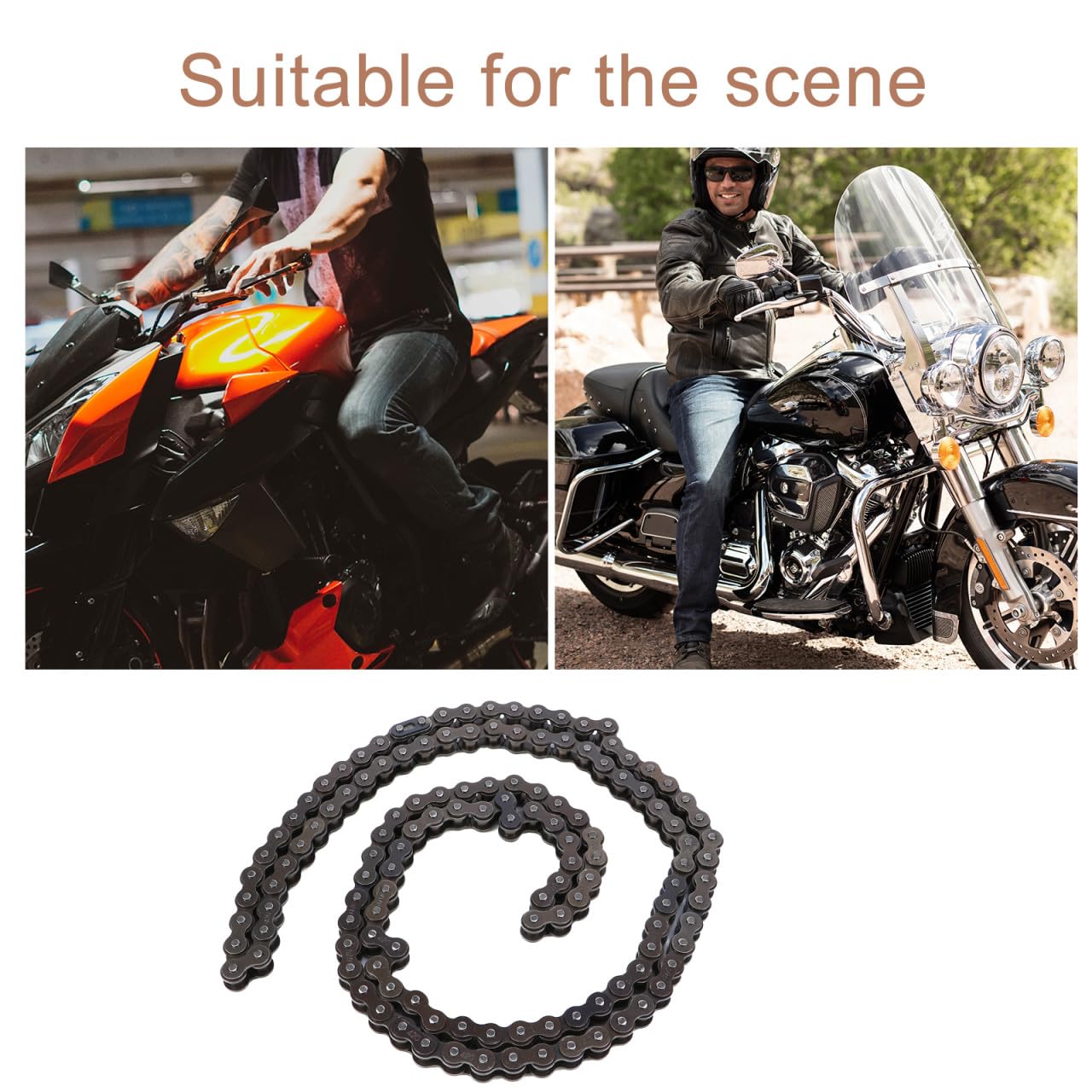 Motorradkette Glieder Offroad Kette mit Kettennieter Langlebig Rostbeständig Ersatz für Dirt Bike Geländemotorrad Teile