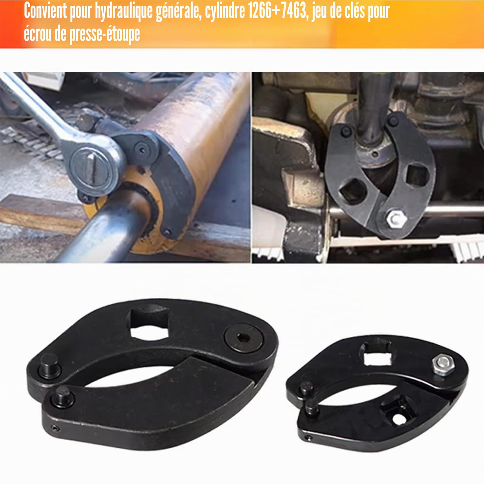 Clé à douille réglable en 2 parties, grandes et petites, grandes et petites, clé à vis réglable, convient pour les cylindres hydrauliques, les automobiles