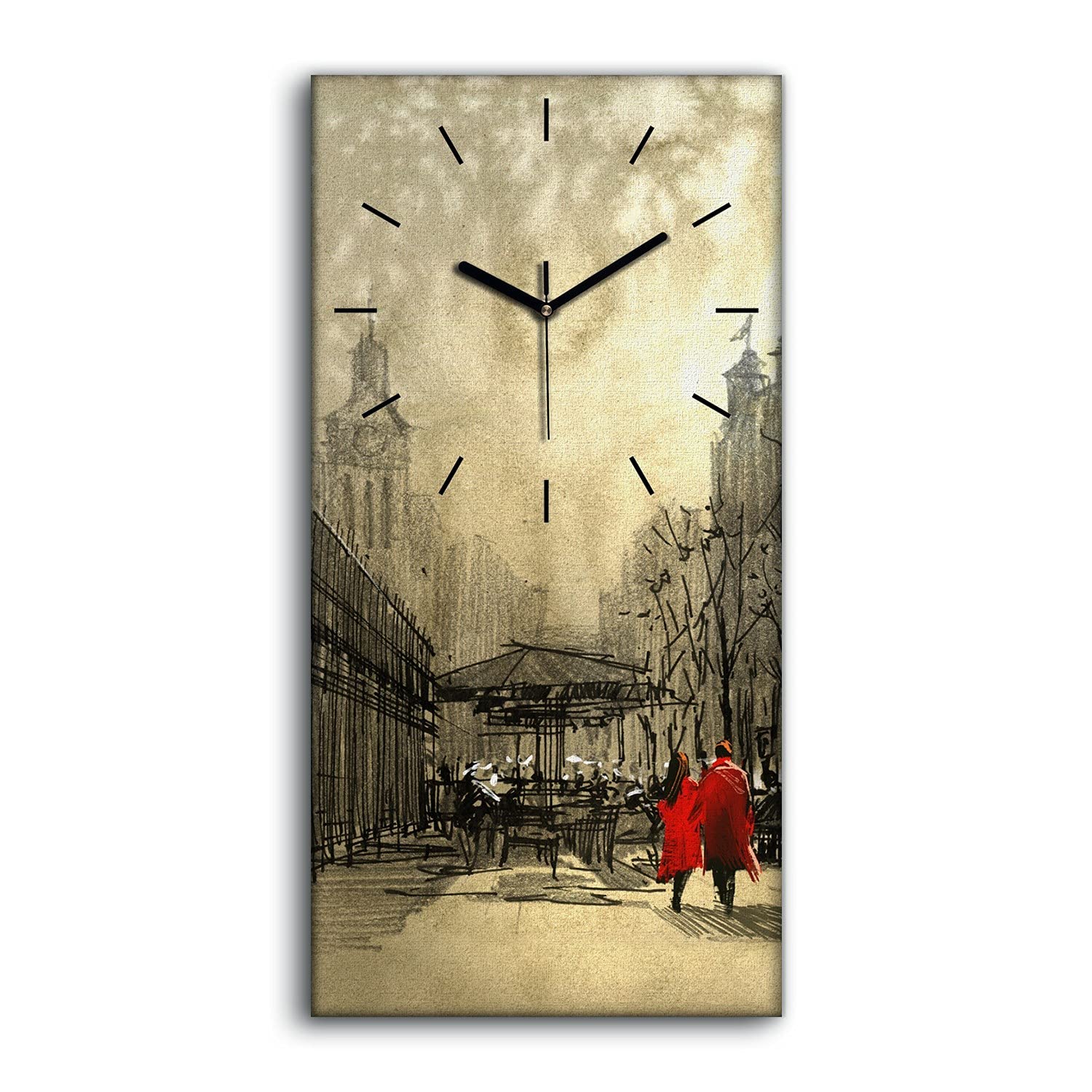 Horloge sur toile 30x60cm art mural pour une décoration de salon moderne et cocooning