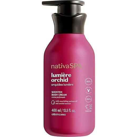Nativa SPA Orchid Lumière Scented Body Cream, Firming & Hydrating Lotion with Quinoa Oil, 13.5 Ounce (400ml)
