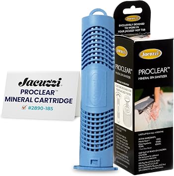 خرطوشة مطهر سبا معدنية Jacuzzi ProClear 2890-185، خرطوشة معدنية لحوض الاستحمام الساخن لسلسلة J-300 وJ-400 وJ-500، تصميم سهل التركيب يدعم المياه المتوازنة وتقليل استخدام المواد الكيميائية