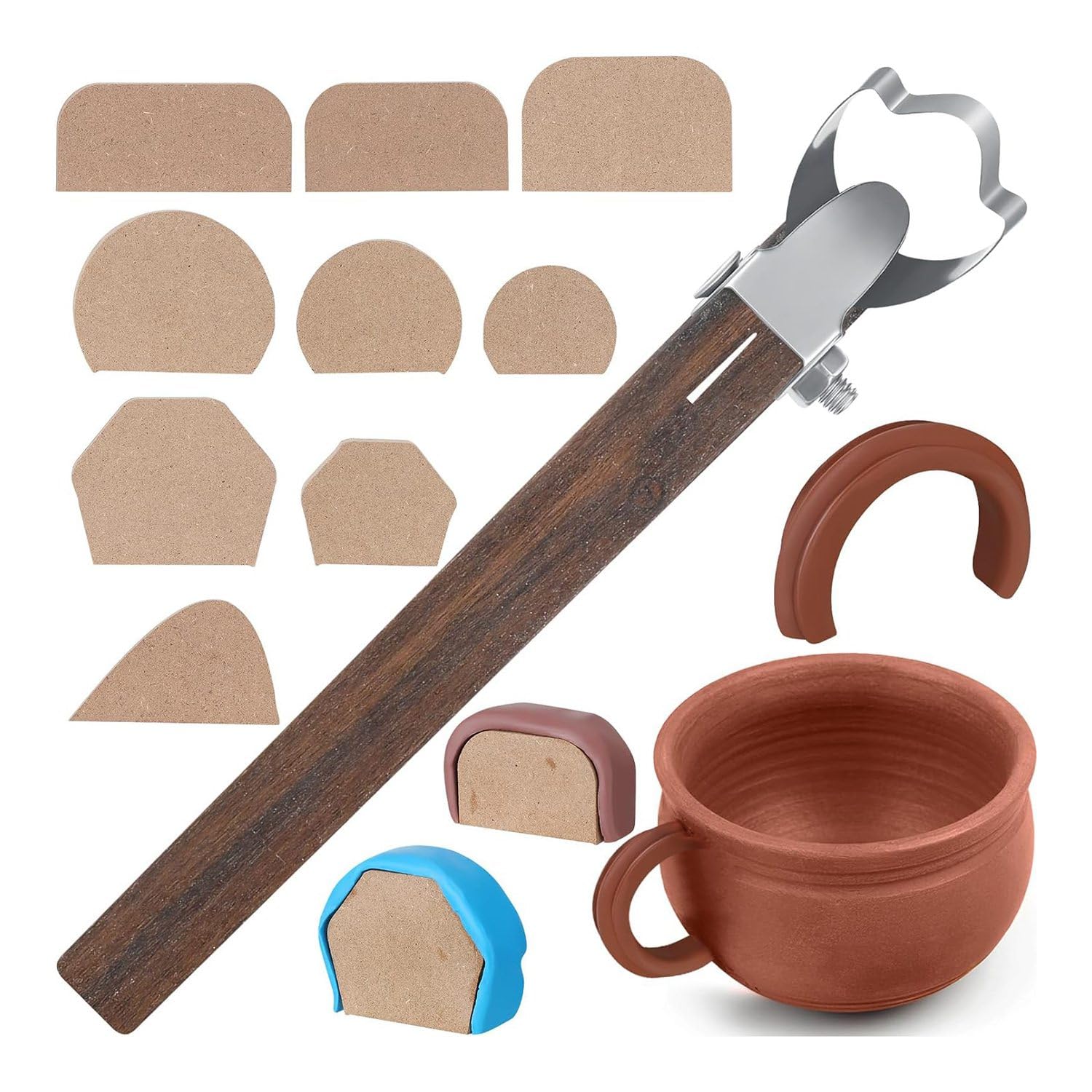 Littimoon Pottery Handle Making Tool with 9 Pcs Mug Handle Mold Adjustable Clay Pottery Tools Ceramic Tools Pottery Trimming Easy to Use