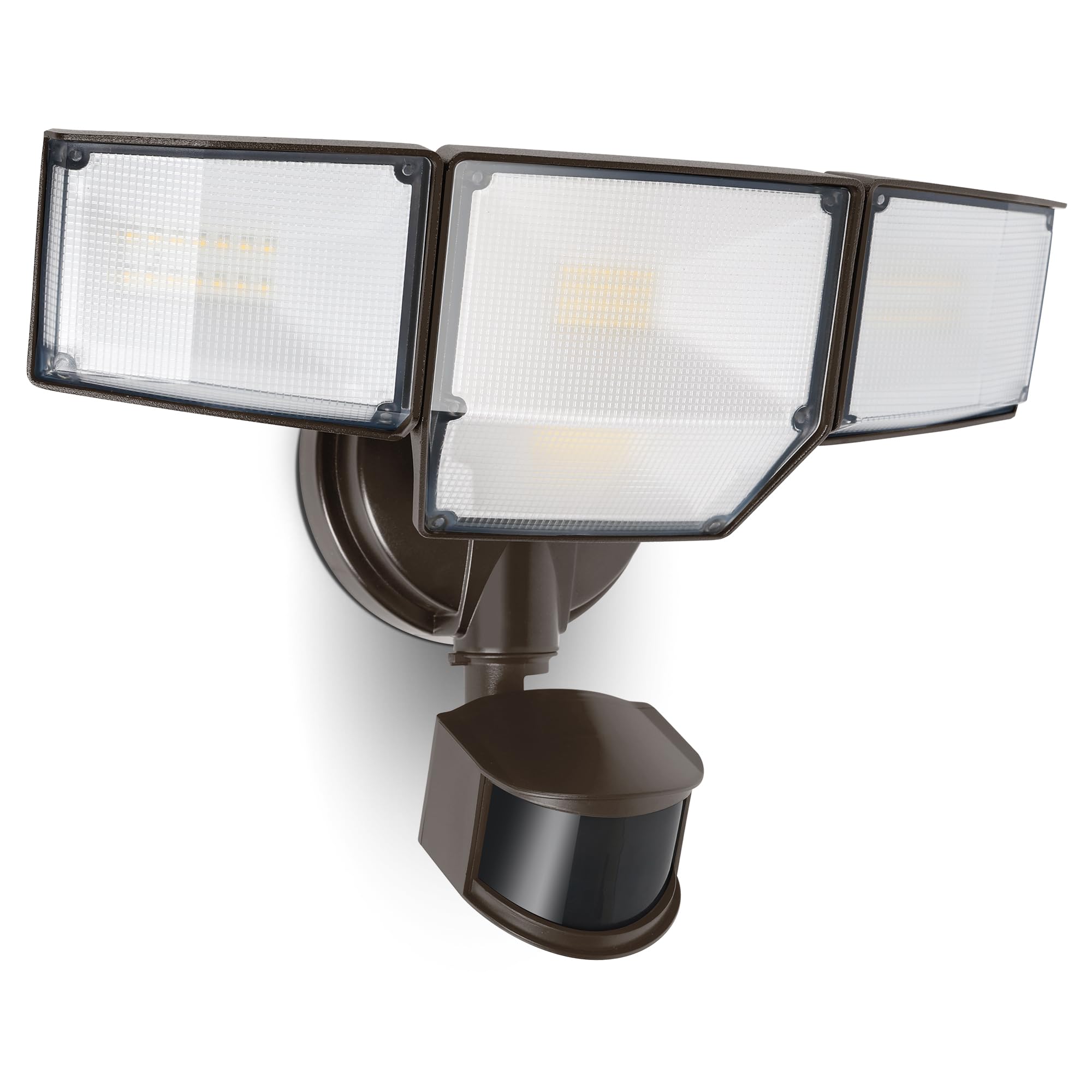 LUTEC 80W 9000LM LED Sicherheitsleuchten mit Bewegungsmelder für Direktdrahtverbindung, 4 Köpfe Außen LED Flutlichter, 5000K Tageslicht, IP65 Wasserdicht