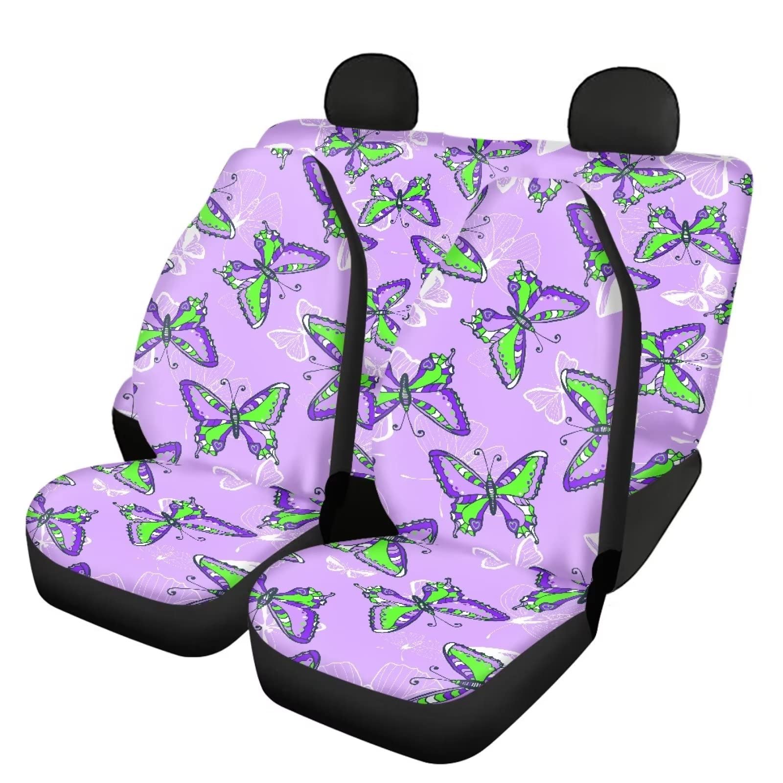Modysero Purple Butterfly Print Car Seat Cover Full Set Novelty Soft Elastic All Season Automotive Seat Cover for Women Universal Auto Seat Cover Accessories Fit Most Cars Vehicles