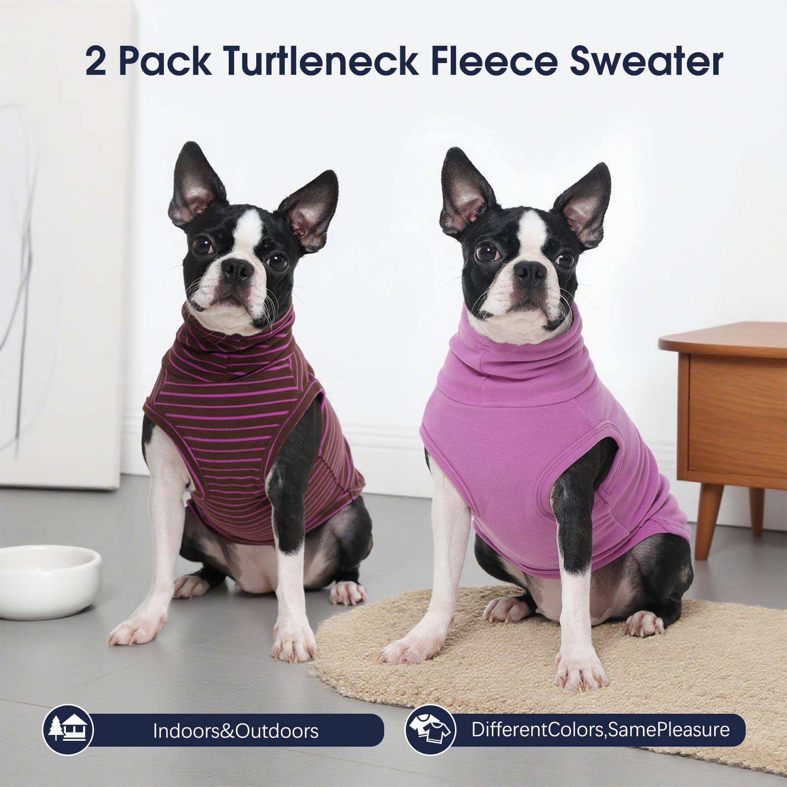 IECOii Lot de 2 chandails en polaire pour chien de grande taille et garçon – Chandail chaud à col roulé léger et extensible – Pull confortable pour l'automne et l'hiver – Chandail Pitbull, taille 2XL