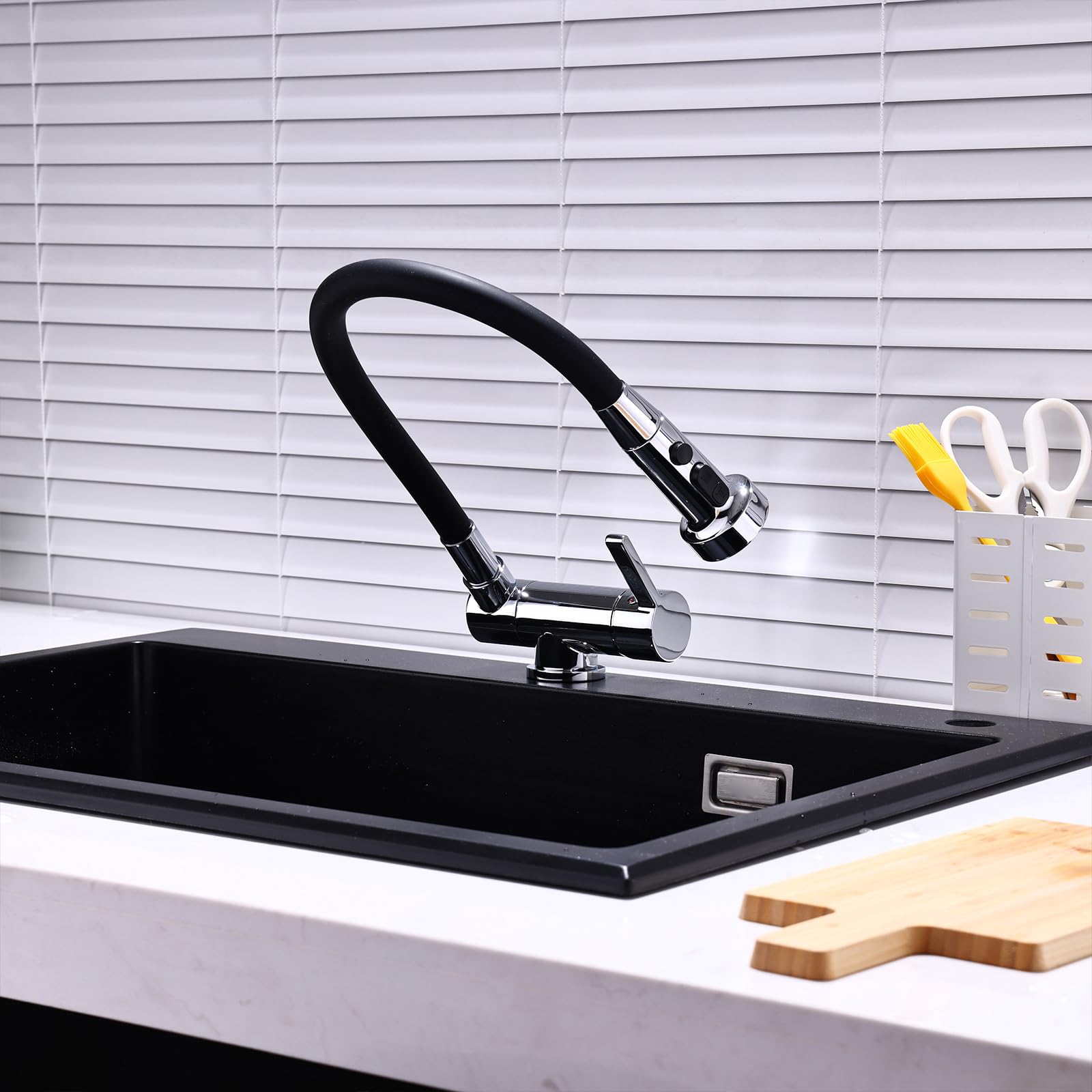 Grifo de Cocina Fregadero Abatible Grifo Cocina Flexible Cromado Grifo Cocina Abatible Bajo Ventana Grifo Mezclador Monomando Cocina