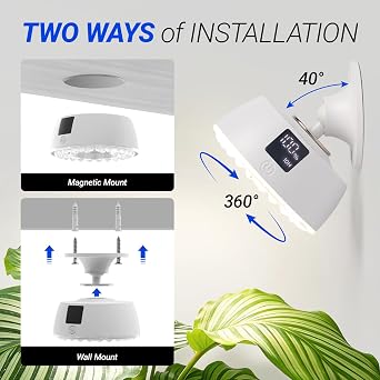 Barrina Orbgrow OG03C Rechargeable Puck Grow Light, 4000K, Cordless Full Spectrum Plant Light for Indoor Plants, Magnetic & Touch Switch with Timer, Small Grow Lamp for Plant Shelf, 1 Pack, White