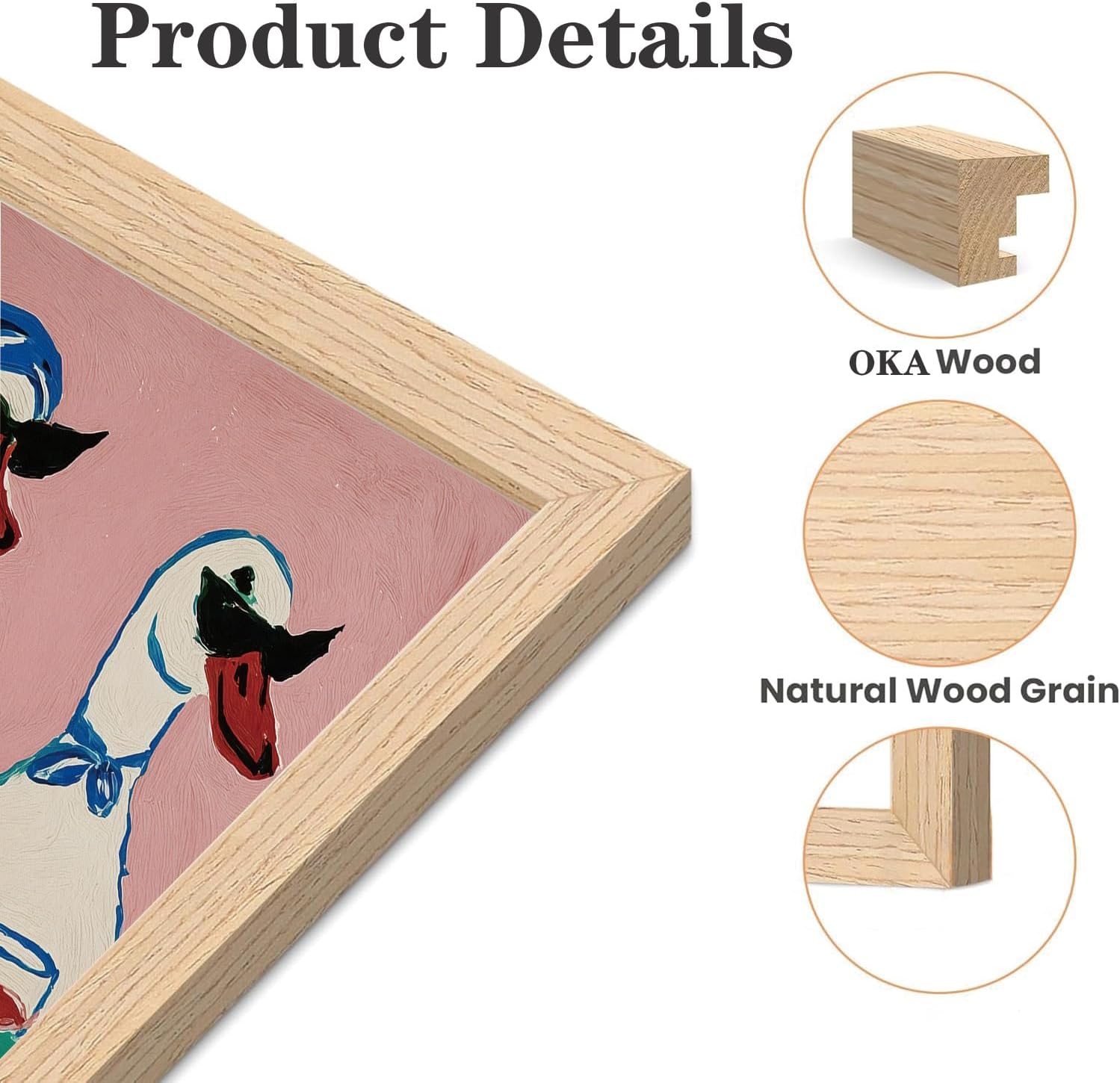 XJYISUO Framed Wall Art Duck Wall Decor Animal Canvas Art Wine Party Pictures Retro Paintings Funny Artwork For Kitchen Dining Room Bar