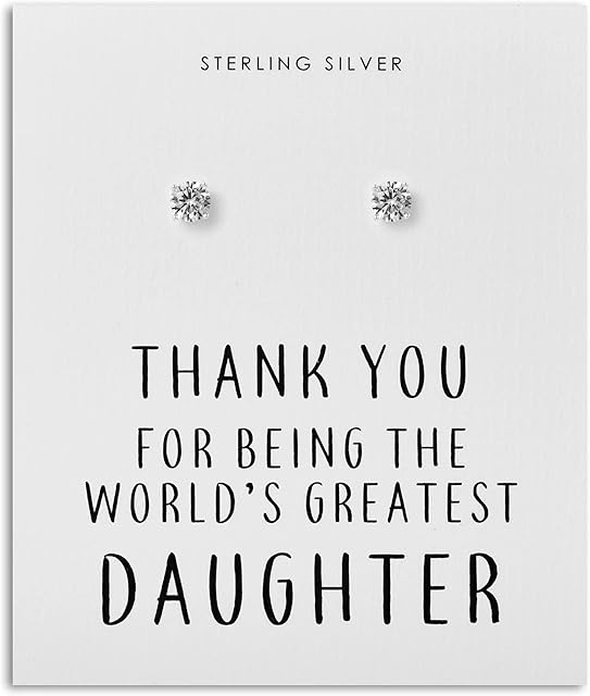 Sterling Silver World's Greatest Daughter Crystal Earrings