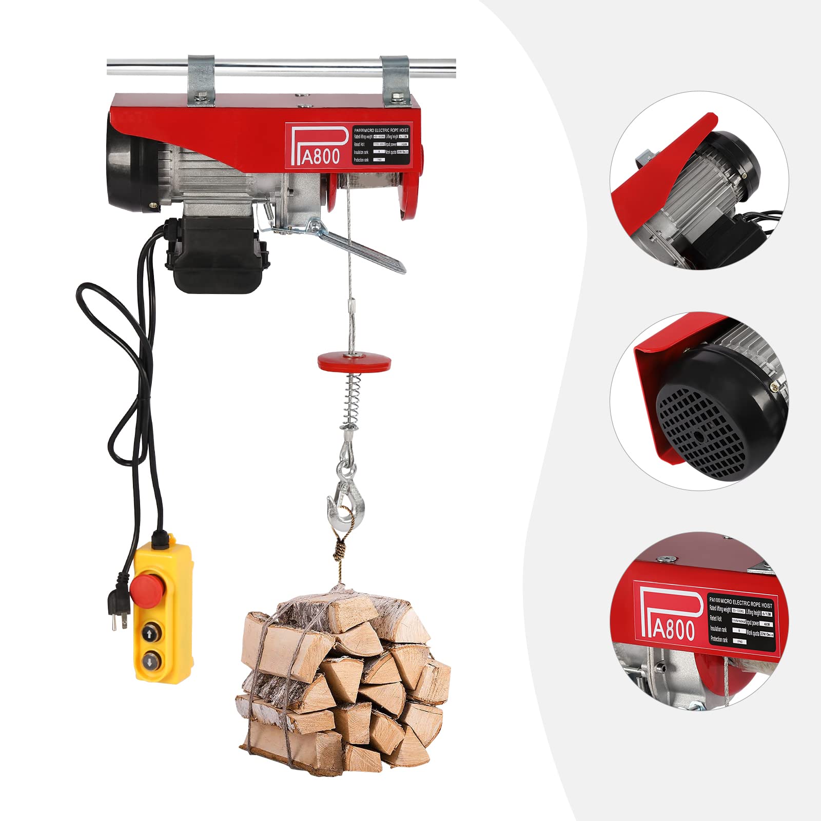 Mini Electric Hoist?1763lbs Electric Electric Lift with Remote Control and Emergency Stop Switch 110V Industrial Heavy Duty Electric Lifting Machine Fit for Lifting in Factories,Construction Site