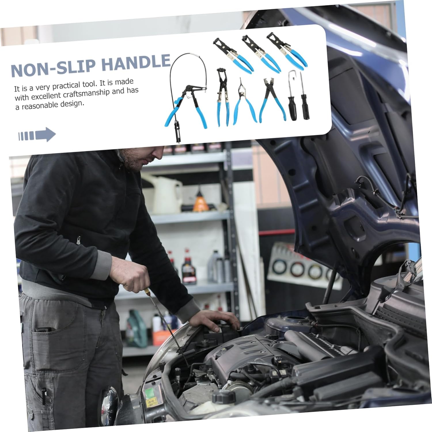 Hose Clamp Pliers Kit Clamp Pliers Tubing Removal Swivel Flat Band for Vehicle