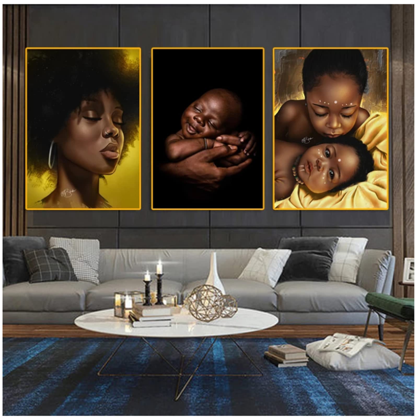 Amazon.co.jp: アフリカンビューティーアートキャンバス絵画かわいい