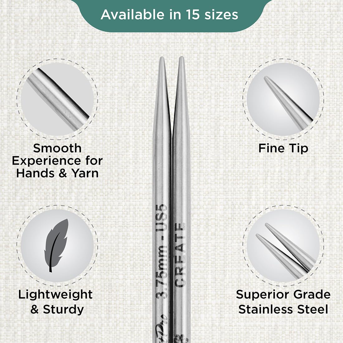 KnitPro The Mindful Collection Interchangeable Circular Needles 5" (13cm), Silver, 3.75mm - Image 3