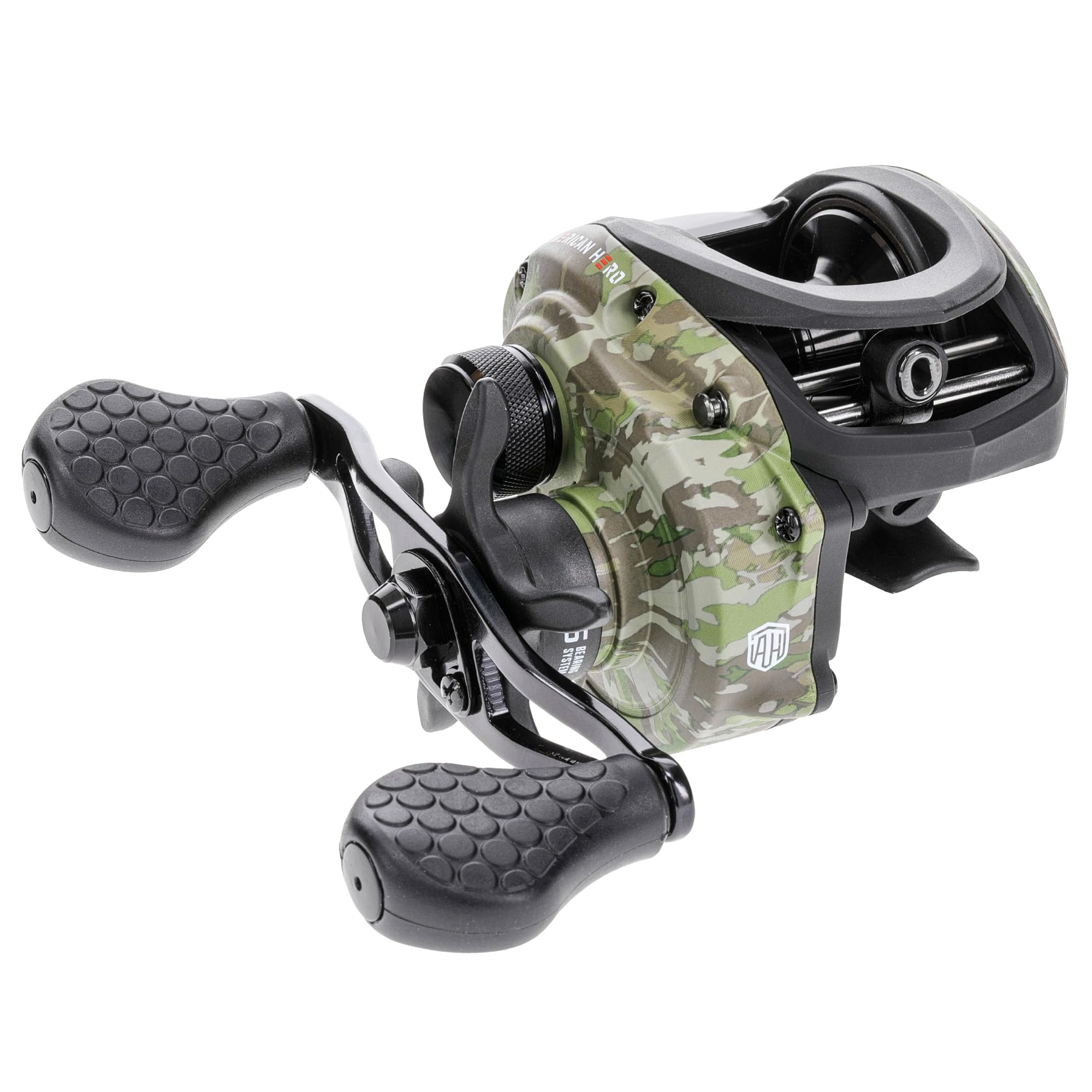 Lew's American Hero Camo Baitcast Reel and Fishing Rod Combo, 7-Foot 1-Piece Medium-Heavy Power IM7 Graphite Rod, 7.5:1 Gear Ratio, One-Piece Graphite Frame, Left-Hand Retrieve, Camo/Black : Sports & Outdoors