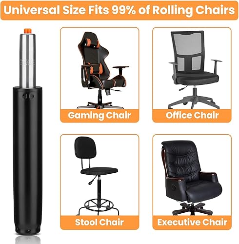 Miniatura 3 de Reemplazo del cilindro de silla de oficina, cilindro hidráulico de elevación de gas neumático de alta resistencia (ajustable de 12 a 18 pulgadas,