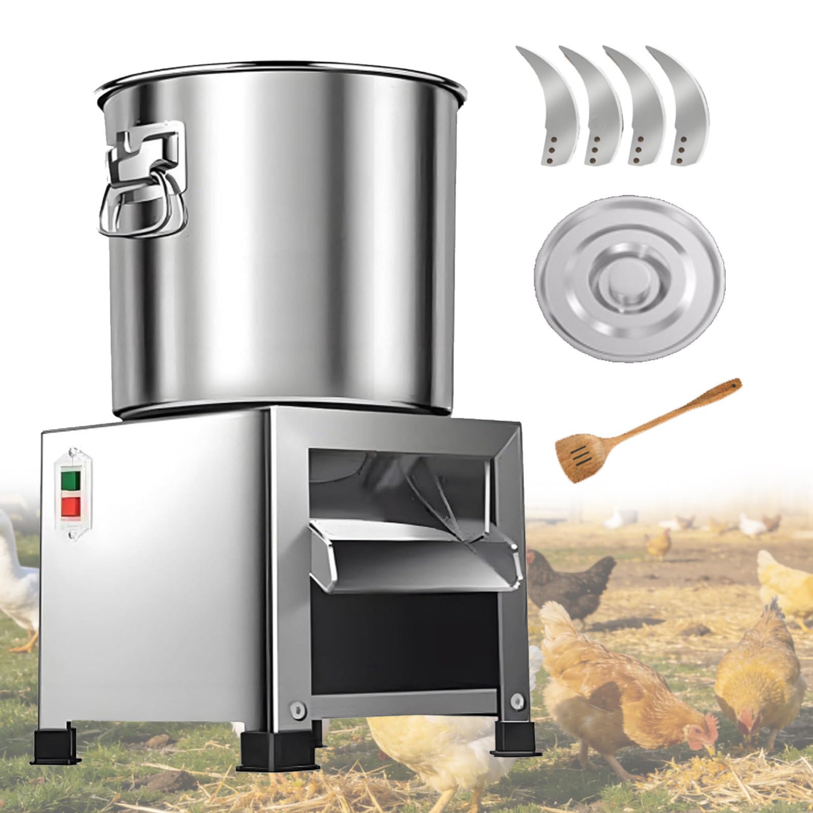 Picadora eléctrica de verduras, 1800 W, 4 cuchillas, eficiente procesador de alimentación de aves de corral para pollos y patos