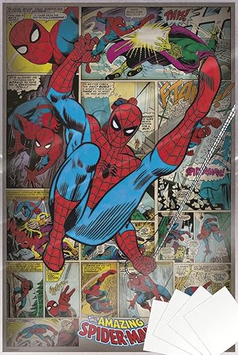 Miniatura 7 de The Amazing Spider-Man - Póster impreso de Marvel Comics (estilo retro, montaje cómico) (tamaño: 24 x 36 pulgadas) (juego de póster y tira de Tiras