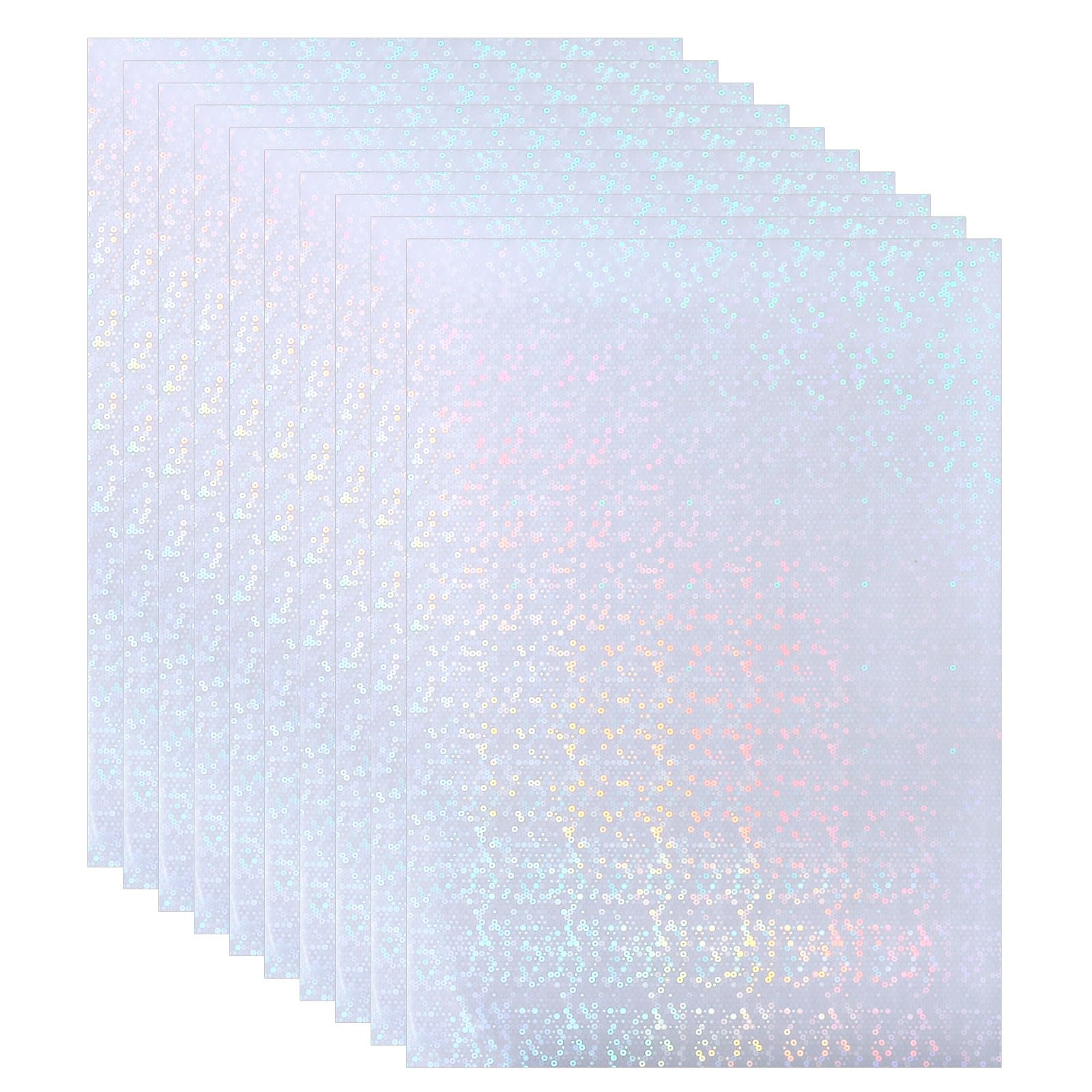 PATIKIL 11.7x8.3 Holographic Sticker Paper, 10Sheets A4 Polypropylene Self-Adhesive Transparent Waterproof Laminate Overlay Film for Photo Cards Scrapbook Decorations, Circle