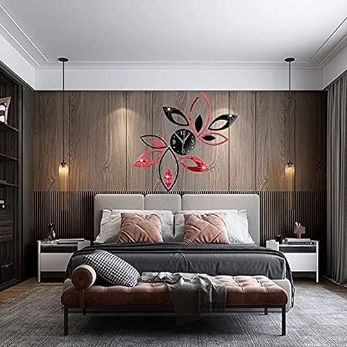 Miniatura 4 de Wall Clock Kitchen Clocks Wall Large Wall Clocks 3D DIY Mirror Wall Sticker Clock Flower Modern Design Black Red Lotus Watch Mural Reloj Adhesivo De