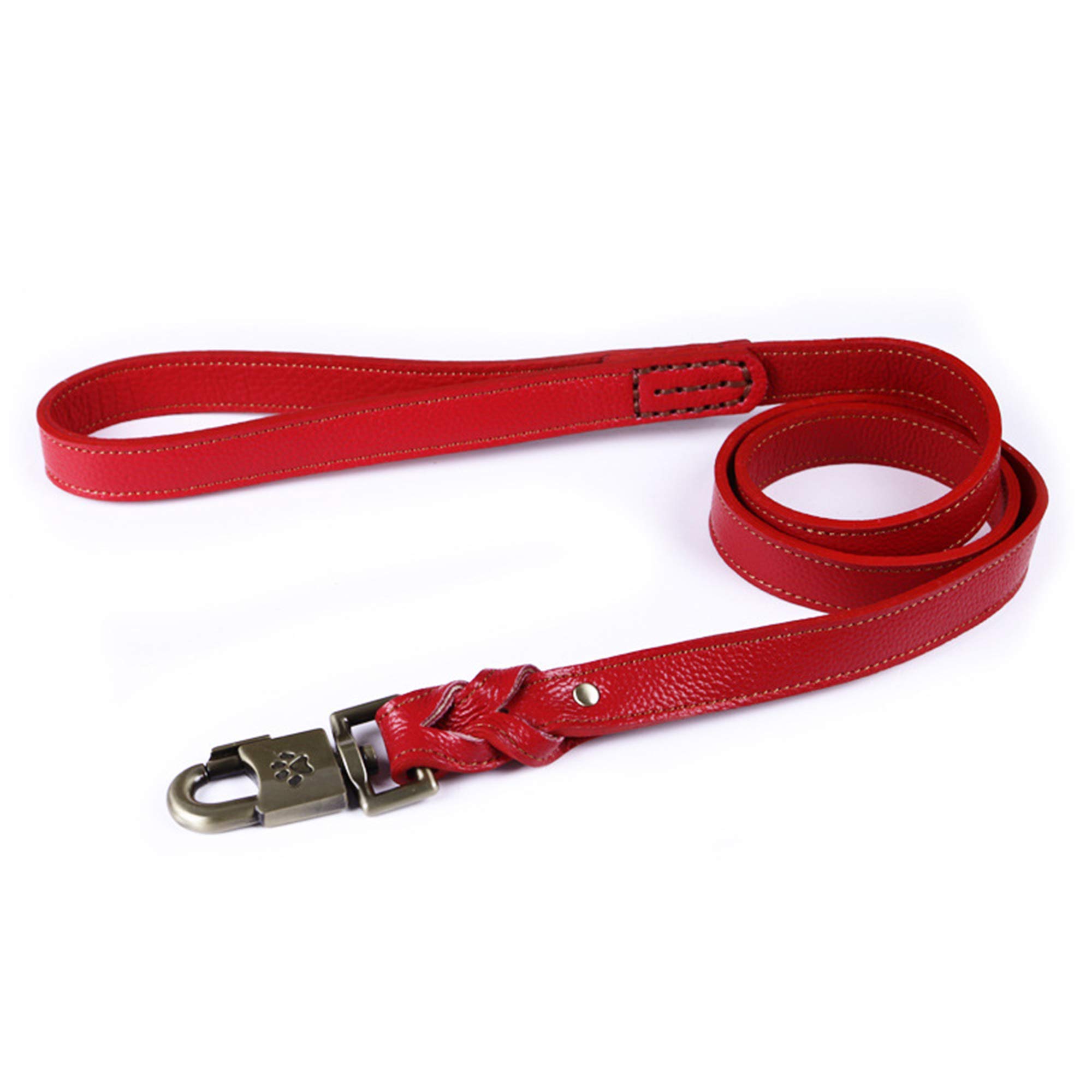 Laisse de Chien en Peau de Vache pour Grands Chiens Pet Puppy Walking Training Lead Big Dog Leather Rope Long Laisses, 120 Cm
