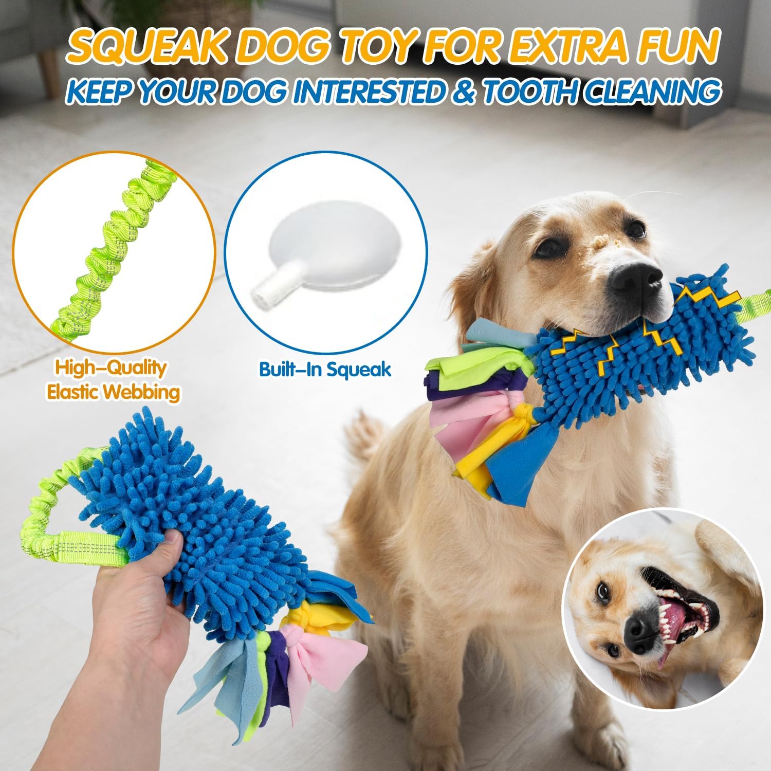 Heavy Duty Dog Spring Pole with Screw-In Ground Anchor & 360° Swivel, Adjustable Height 30-49", Durable Outdoor Tug Toy System with Bungee Squeak Rope for Large & High Energy Dogs Training