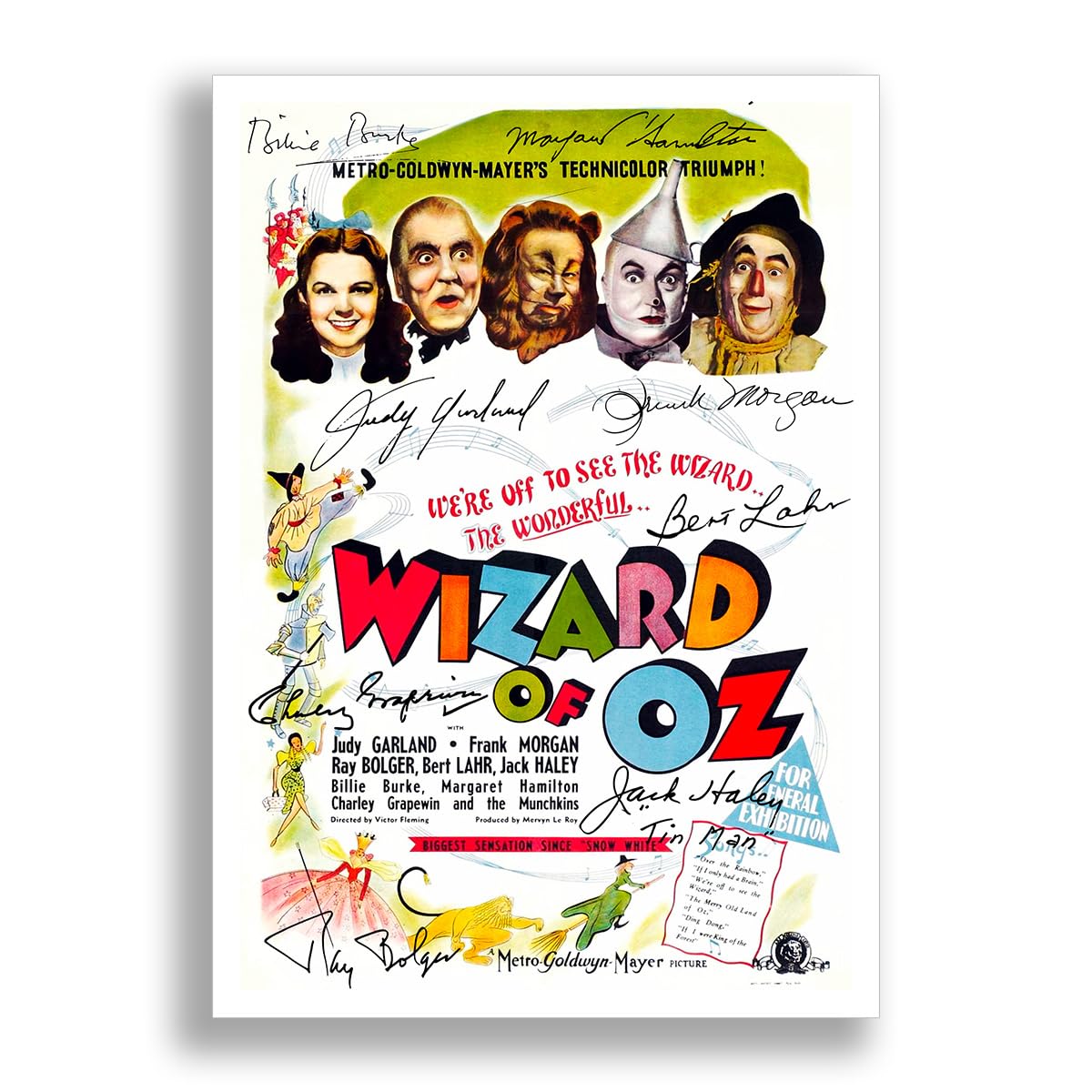 Mounted Gifts The Wizard of Oz Cast Signed A4 Poster Photo Print Framed Autograph Gift Movie Film Judy Garland (POSTER ONLY)