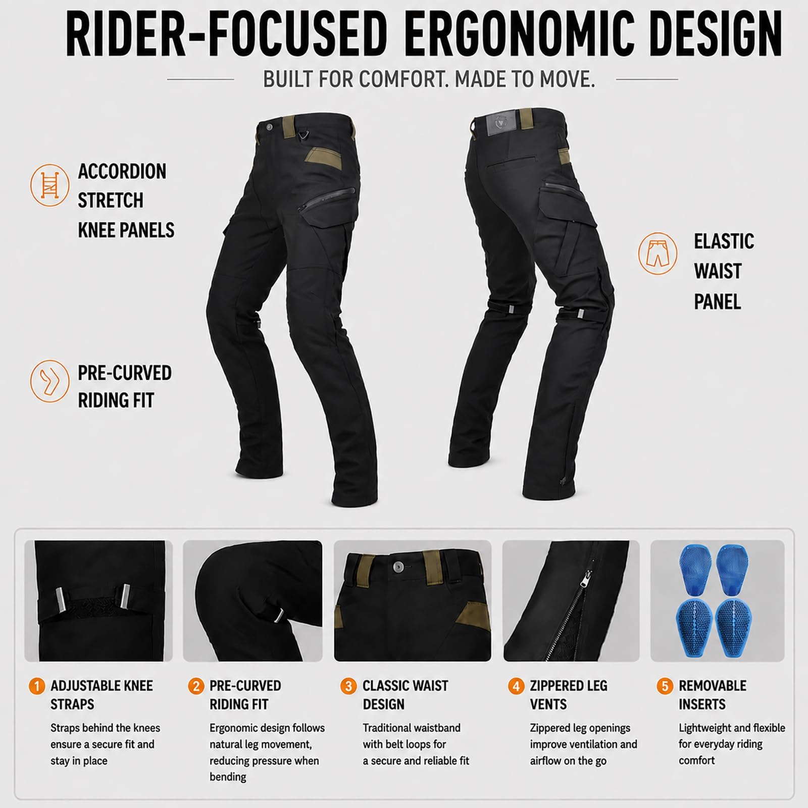 Pantaloni Moto Donna Urban Cargo in Tessuto Oxford con Tasche Multiple, per Pendolarismo, Touring e Uso Quotidiano
