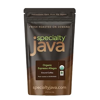 Organic Espresso Allegro 12 oz Auto Drip Ground Coffee, Fresh Roasted Personally for You on Order & Shipped Direct, Dark Roast, Fair Trade Certified, 100% Arabica Specialty Coffee, Read About Below