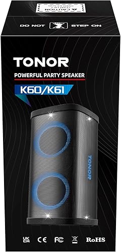 Miniatura 10 de Máquina de karaoke Bluetooth para adultos con 2 micrófonos inalámbricos UHF, sistema de altavoces PA portátil TONOR con luces LED de fiesta,