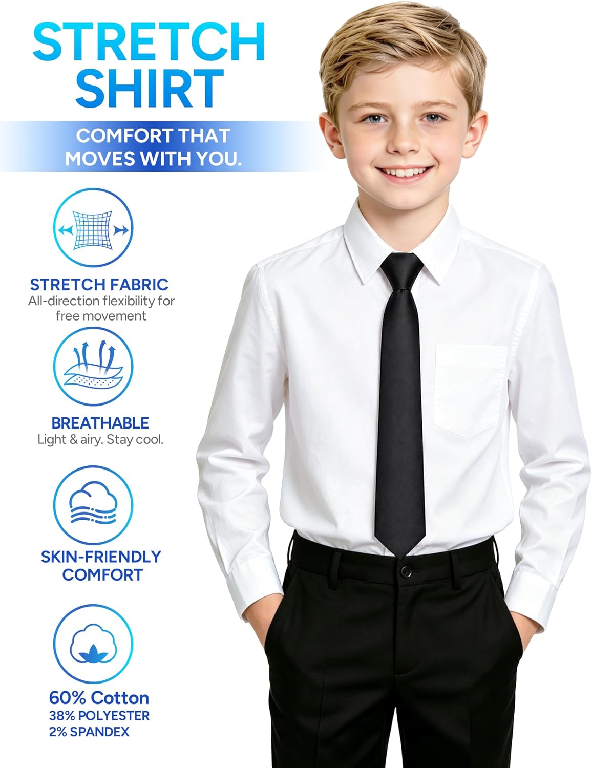 Boys’ 8-Piece Stretch Formal Suit Set, Slim, Husky & Plus Size